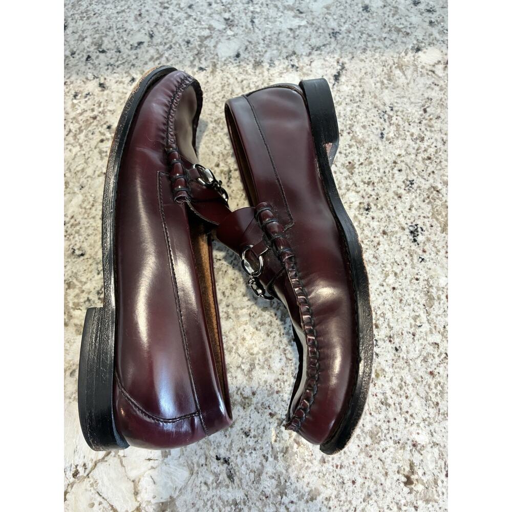 G.H. Bass Lincoln Bit Lug Weejuns Loafers Mens Size 11 Wine Red Burgandy Leather - Picture 4 of 8